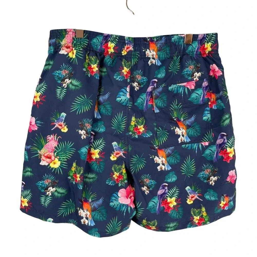 Vacancy Co Swim Trunks US L / EUR XL Navy‎ Bird Tropical Hawaiian 6